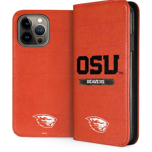 Oregon State University Texture iPhone 15 Pro Max Folio Case