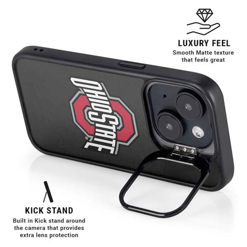 Ohio State University OSU Buckeyes Black iPhone 15 Plus Kickstand Case
