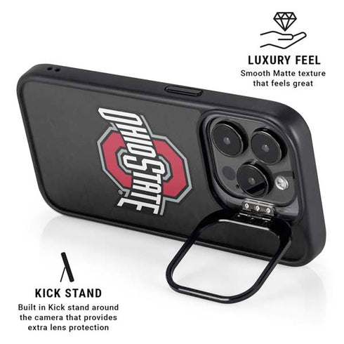 Ohio State University OSU Buckeyes Black iPhone 15 Pro Kickstand Case
