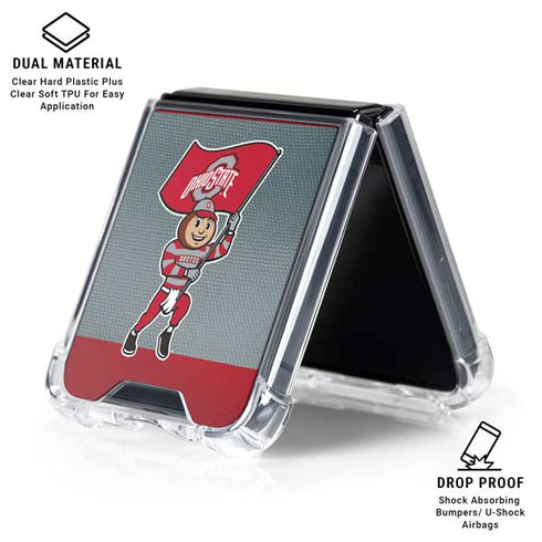 Ohio State University OSU Buckeyes Flag Galaxy Z Flip7 Clear Case