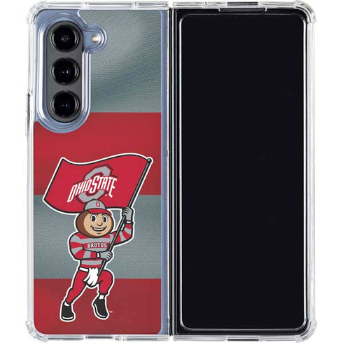 Ohio State University OSU Buckeyes Flag Galaxy Z Fold5 5G Clear Case