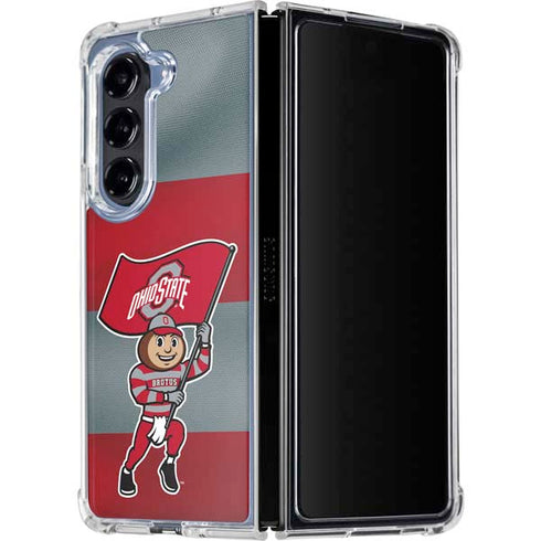 Ohio State University OSU Buckeyes Flag Galaxy Z Fold5 5G Clear Case