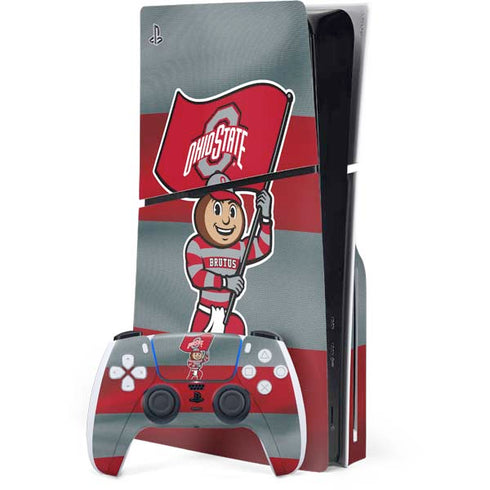 Ohio State University OSU Buckeyes Flag PS5 Slim Disk Bundle Skin