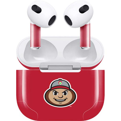 Ohio State University OSUBuckeyes Light Grey Apple AirPods (3rd Gen 2021) Skin