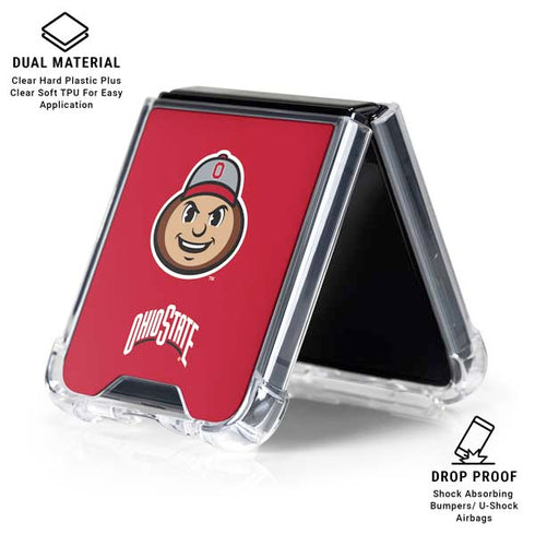 Ohio State University OSUBuckeyes Light Grey Galaxy Z Flip6 Clear Case