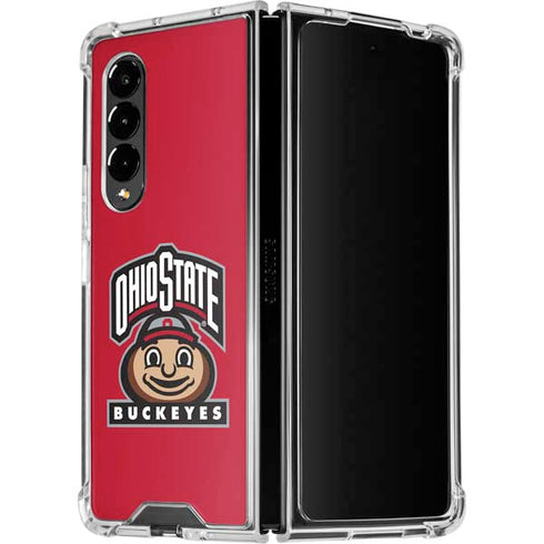 Ohio State University OSUBuckeyes Light Grey Galaxy Z Fold4 5G Clear Case