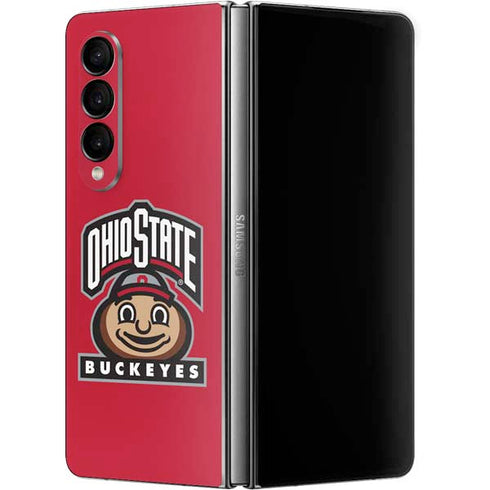 Ohio State University OSUBuckeyes Light Grey Galaxy Z Fold4 5G Skin