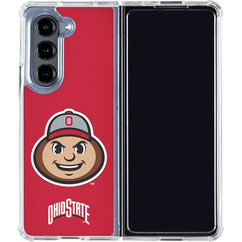 Ohio State University OSUBuckeyes Light Grey Galaxy Z Fold5 5G Clear Case