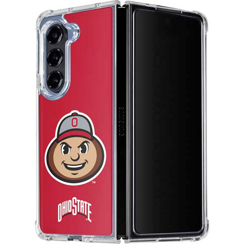 Ohio State University OSUBuckeyes Light Grey Galaxy Z Fold5 5G Clear Case