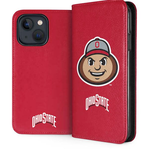 Ohio State University OSUBuckeyes Light Grey iPhone 14 Plus Folio Case