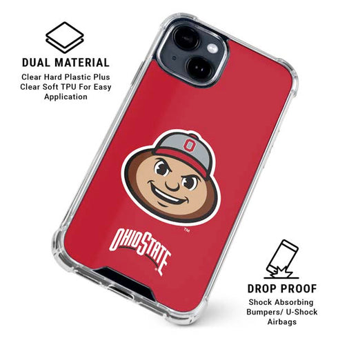 Ohio State University OSUBuckeyes Light Grey iPhone 15 Plus Clear Case