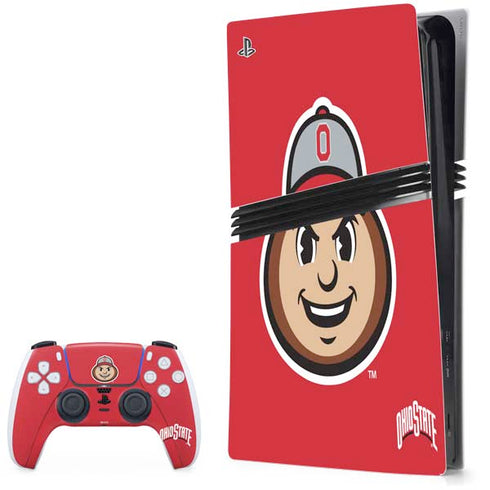 Ohio State University OSUBuckeyes Light Grey PS5 Pro Bundle Skin