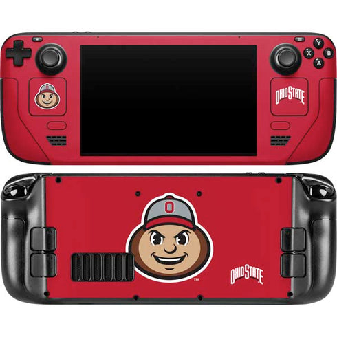 Ohio State University OSUBuckeyes Light Grey Steam Deck Handheld Gaming Computer OLED Skin