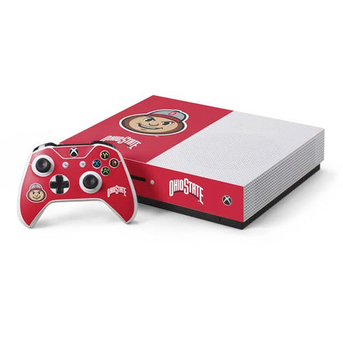Ohio State University OSUBuckeyes Light Grey Xbox One S Console and Controller Bundle Skin