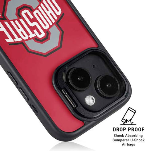 Ohio State University Buckeyes Red Logo iPhone 15 Plus Kickstand Case