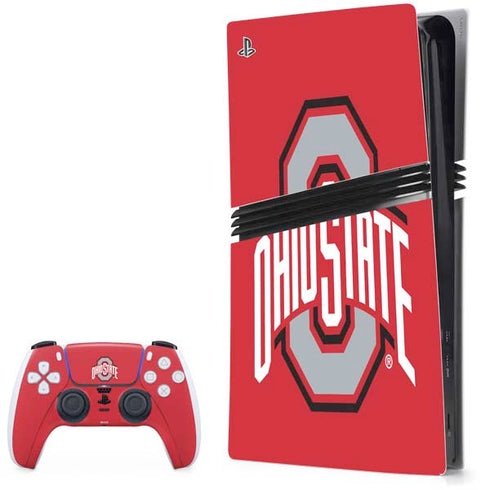 Ohio State University Buckeyes Red Logo PS5 Pro Bundle Skin