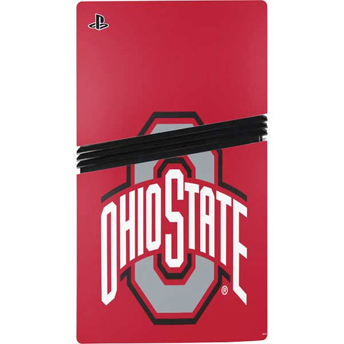 Ohio State University Buckeyes Red Logo PS5 Pro Disk Console Skin