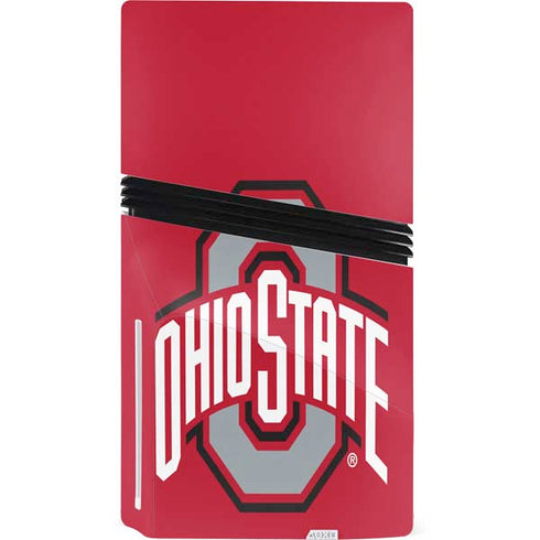 Ohio State University Buckeyes Red Logo PS5 Pro Disk Console Skin