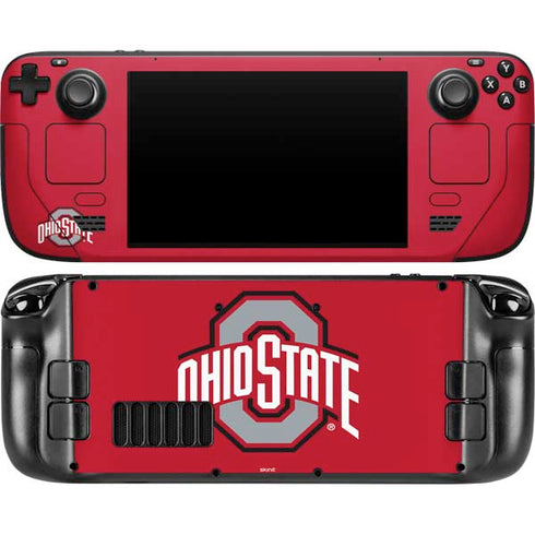 Ohio State University Buckeyes Red Logo Steam Deck Handheld Gaming Computer OLED Skin