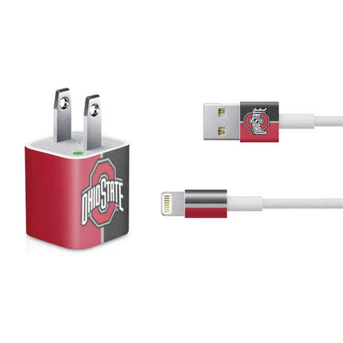 Ohio State University OSU Buckeyes Split iPhone Charger (5W USB) Skin