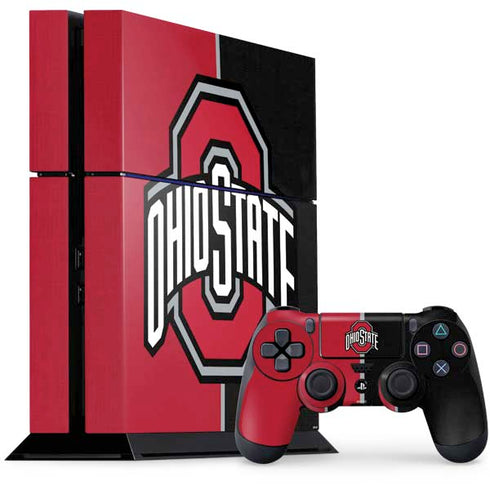 Ohio State University OSU Buckeyes Split PS4 Console and Controller Bundle Skin