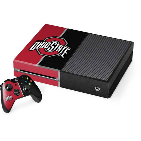 Ohio State University OSU Buckeyes Split Xbox One Console and Controller Bundle Skin
