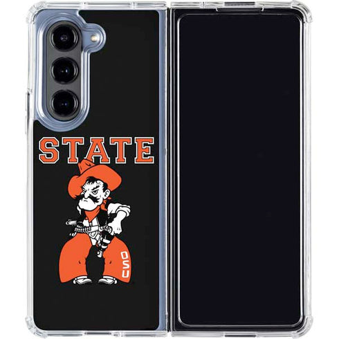 Oklahoma State University OSU Cowboys Orange Galaxy Z Fold5 5G Clear Case