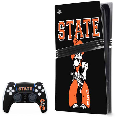 Oklahoma State University OSU Cowboys Orange PS5 Pro Bundle Skin