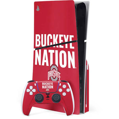 Ohio State University The Ohio State Buckeyes PS5 Slim Disk Bundle Skin