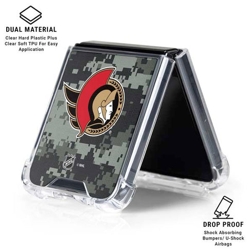 NHL Ottawa Senators Camo Galaxy Z Flip7 Clear Case