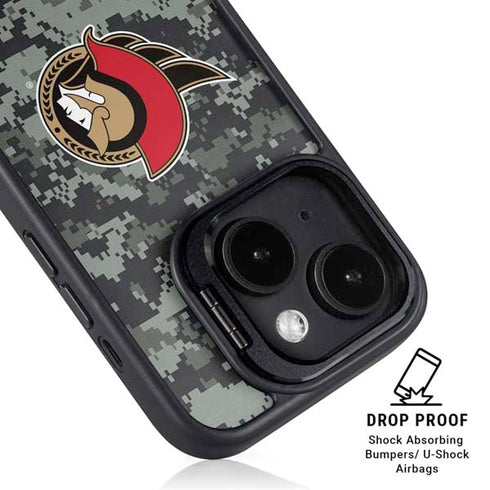 NHL Ottawa Senators Camo iPhone 15 Kickstand Case