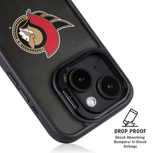 NHL Ottawa Senators Distressed iPhone 15 Plus Kickstand Case