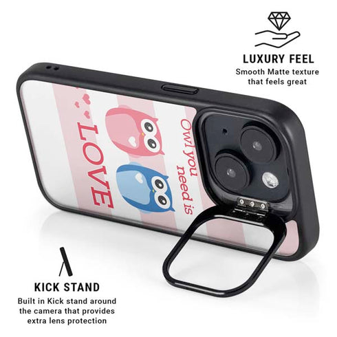 Owl Is All You Need iPhone 15 Kickstand Case