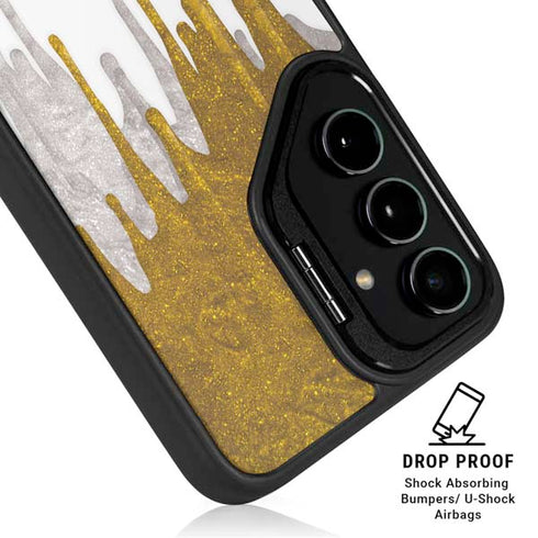 Paint Splatter Gold Galaxy S25 Kickstand Case