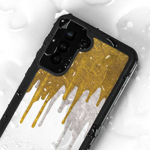 Paint Splatter Gold Galaxy S24 Plus Waterproof Case