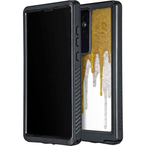 Paint Splatter Gold Galaxy S24 Ultra Waterproof Case