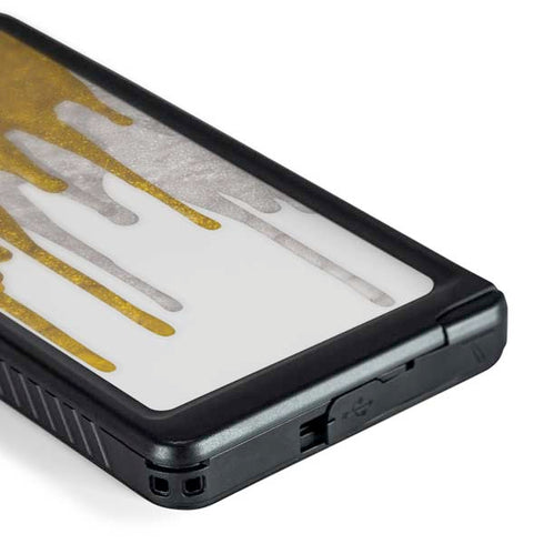 Paint Splatter Gold Galaxy S24 Ultra Waterproof Case