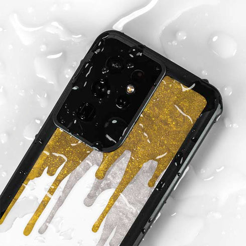 Paint Splatter Gold Galaxy S24 Ultra Waterproof Case