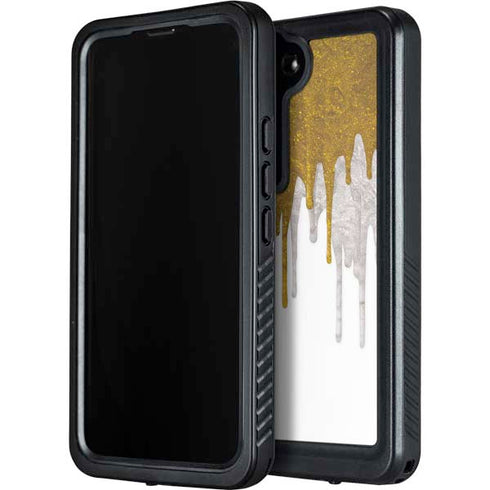 Paint Splatter Gold Galaxy S24 Waterproof Case