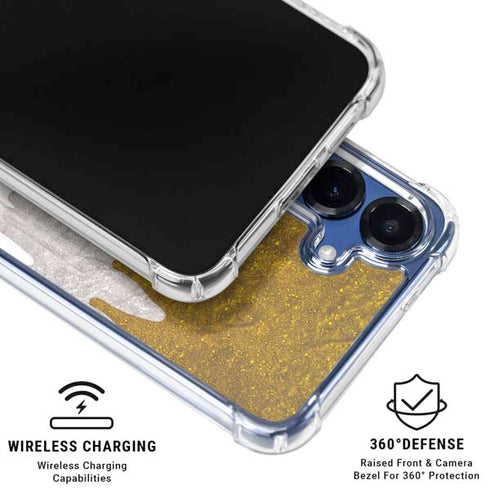 Paint Splatter Gold Galaxy S25 Clear Case