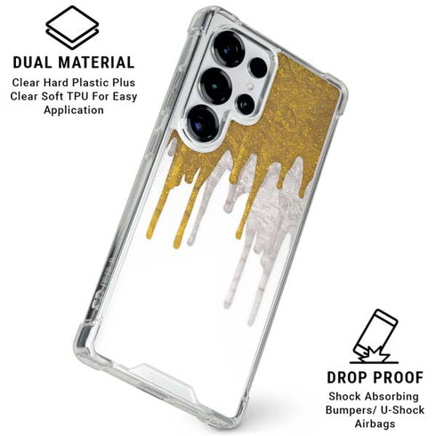 Paint Splatter Gold Galaxy S25 Ultra Clear Case