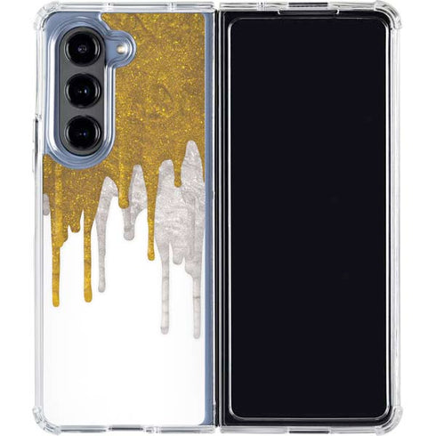 Paint Splatter Gold Galaxy Z Fold5 5G Clear Case