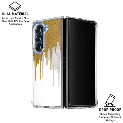 Paint Splatter Gold Galaxy Z Fold6 Clear Case
