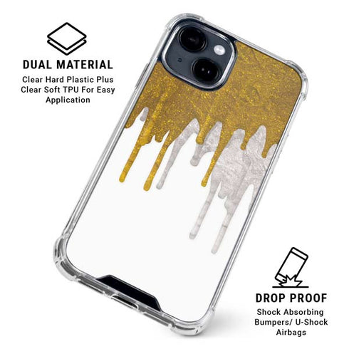 Paint Splatter Gold iPhone 15 Clear Case