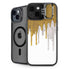 Paint Splatter Gold iPhone 15 Plus Kickstand Case