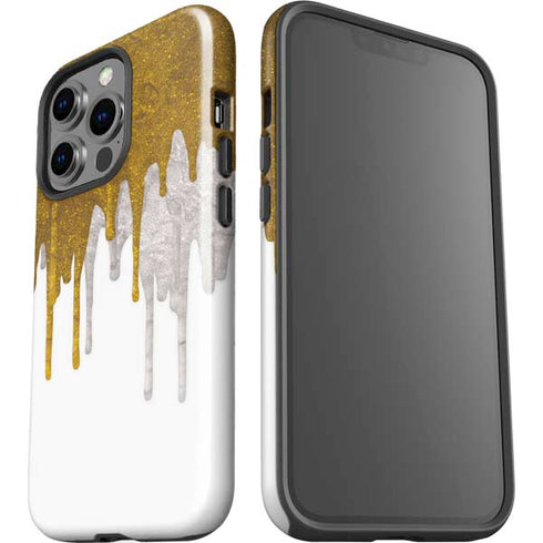 Paint Splatter Gold iPhone 15 Pro Impact Case
