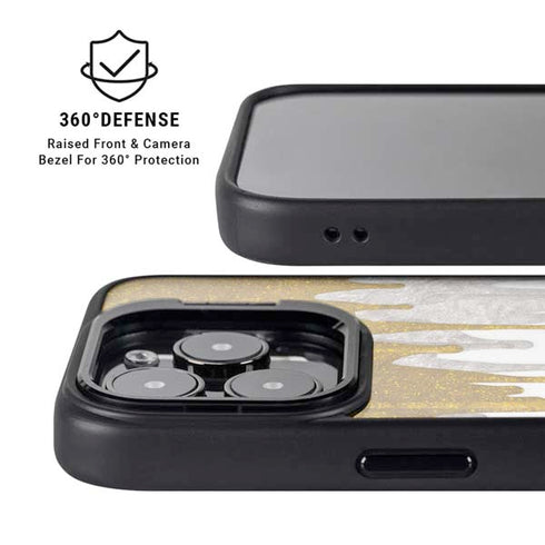 Paint Splatter Gold iPhone 15 Pro Max Kickstand Case