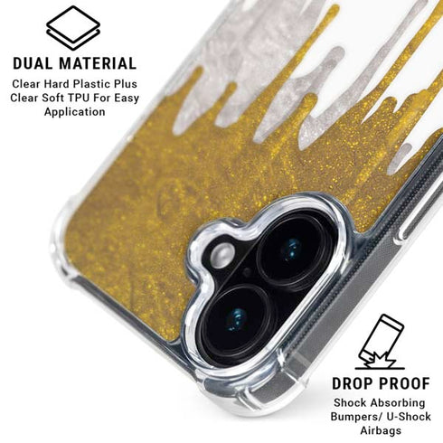 Paint Splatter Gold iPhone 16 Clear Case