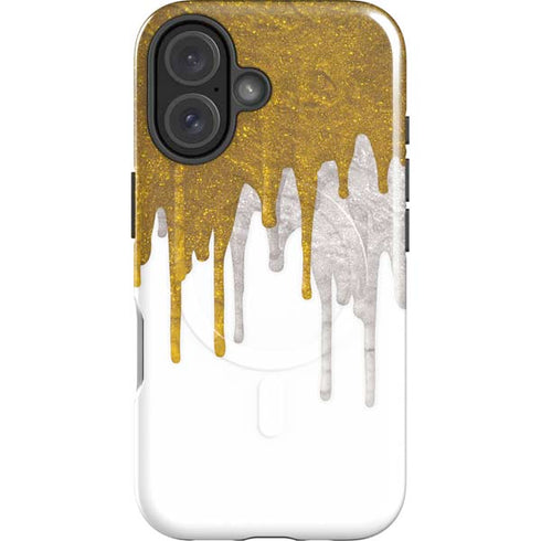 Paint Splatter Gold iPhone 16 Magsafe Impact Case