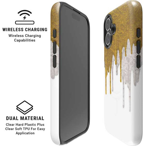 Paint Splatter Gold iPhone 16 Magsafe Impact Case